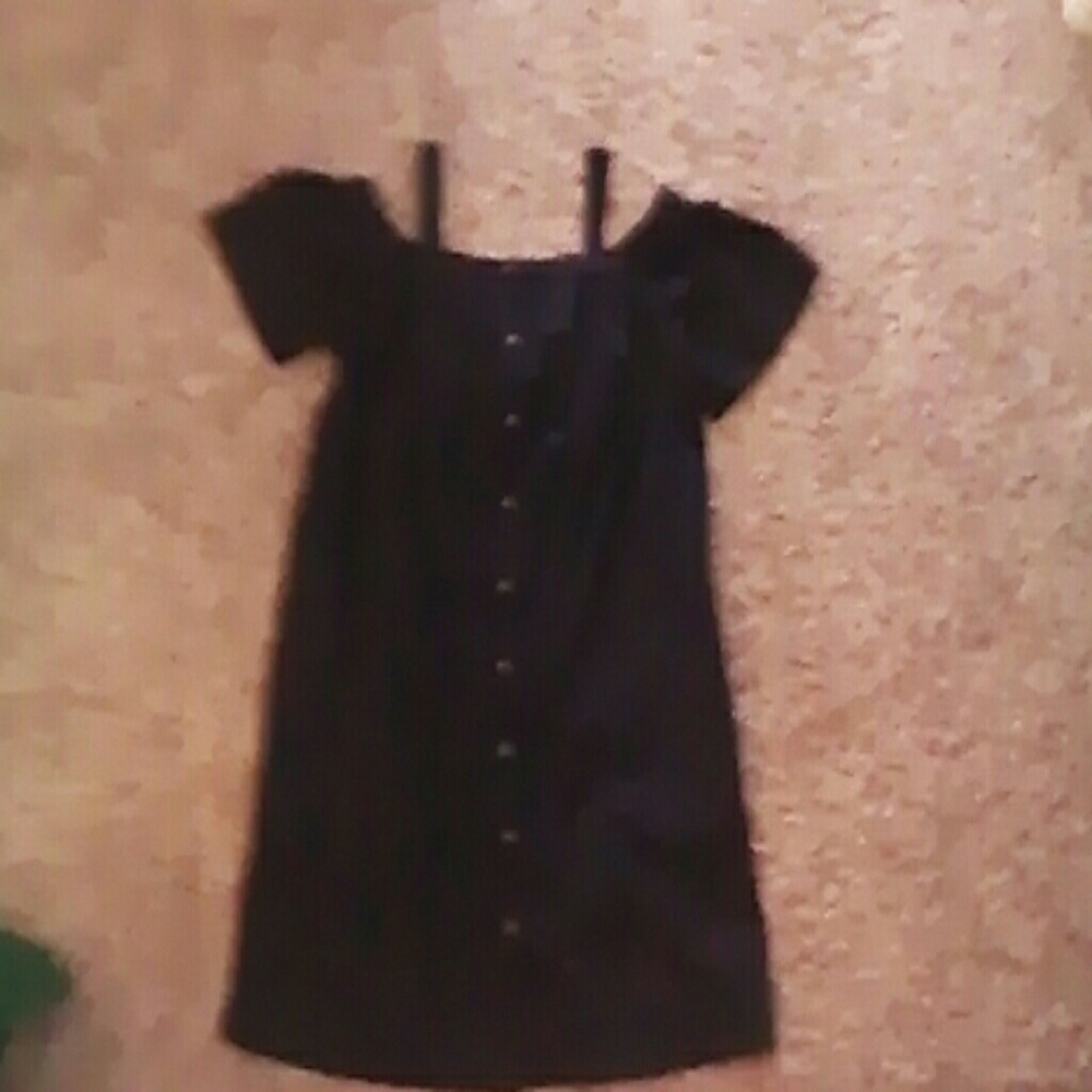 Loft small navy blue cold shoulder dress